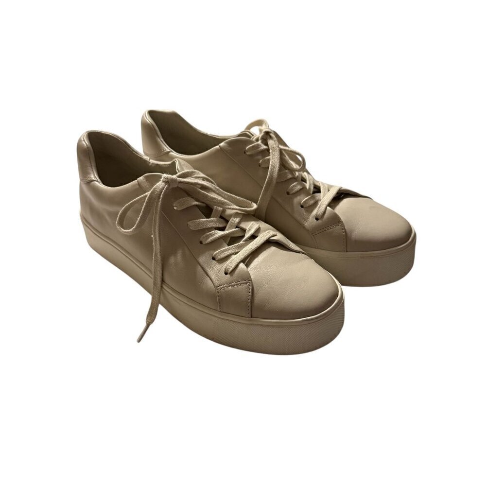 Vince Womens Cream/Ivory benefield Leather Platform Sneakers Size 9 - Picture 5 of 10